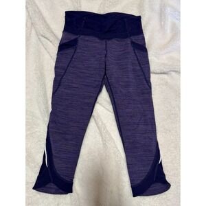 Lululemon Pace Rival Crop Leggings Sz 4 Purple Space Dye Ribbed Waist Reflective
